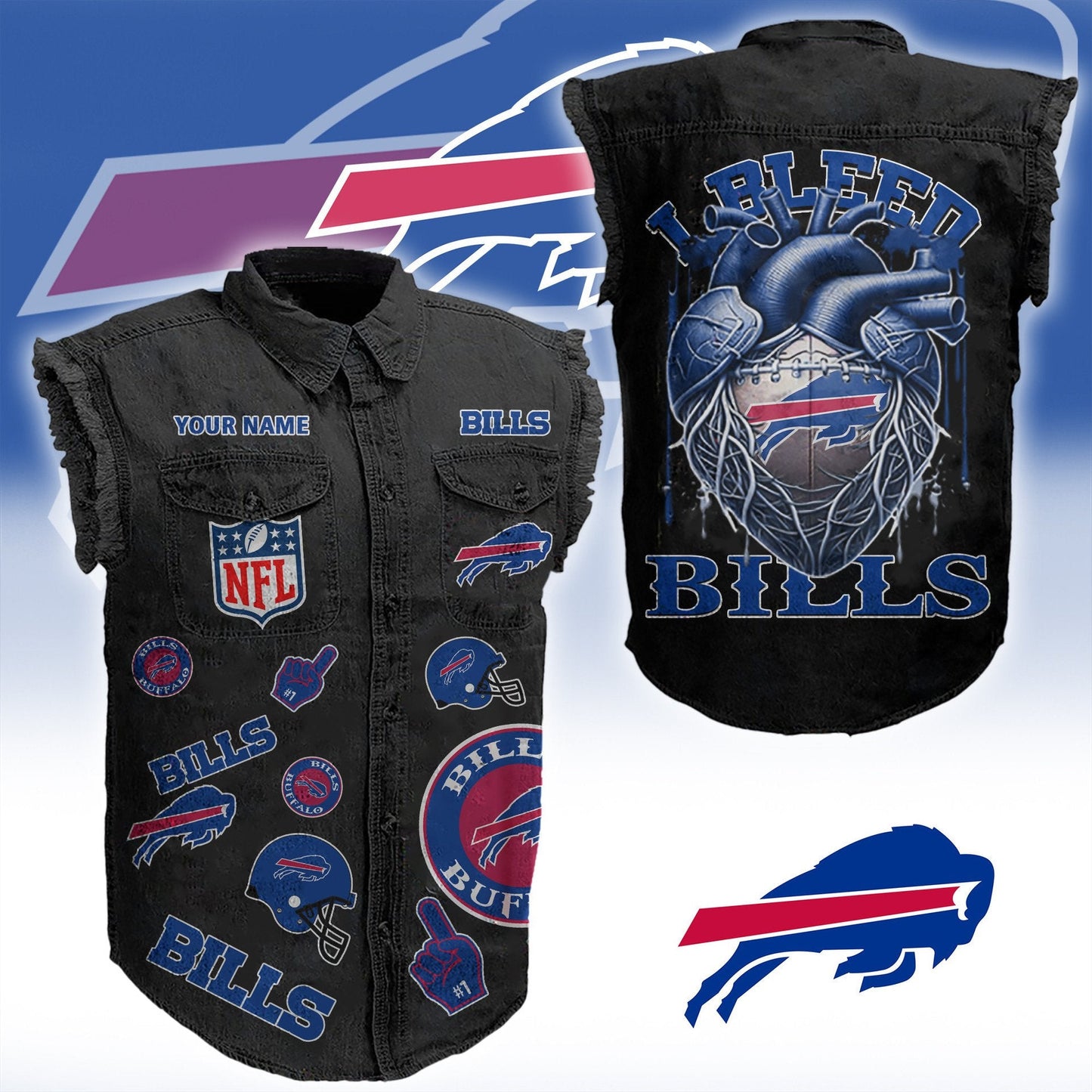 BB NFL Personalize Sleeveless Denim Jacket For Fan DDT CTND