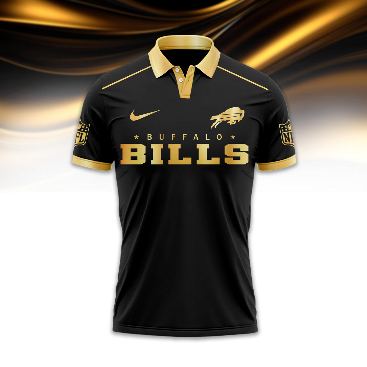 BB Premium NFL Black And Gold Custom Polo DDT CTND
