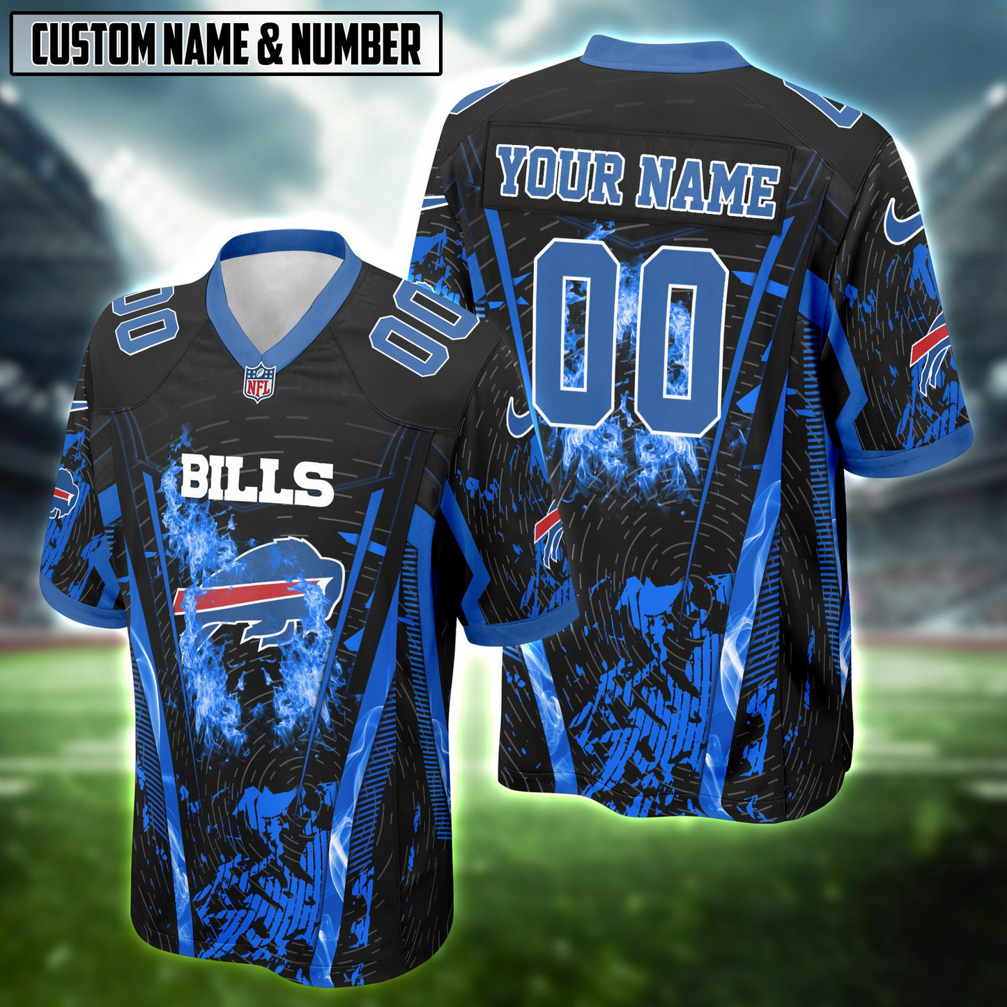 NFL Fire Abstract Grunge Texture Football Jersey DDT CTND