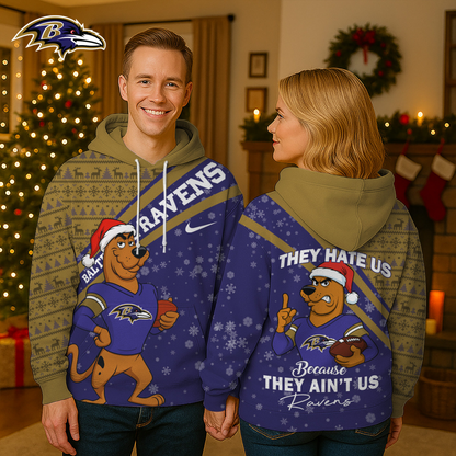 BR Premium NFL Funny Christmas Scooby Doo 3D Hoodie DDT CTND