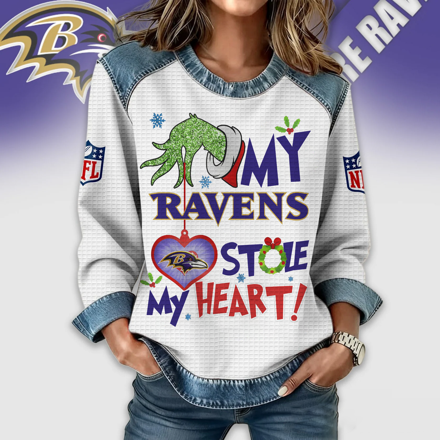 BR Premium NFL Grinch Women‘s Casual Sweatshirt DDT 081125 NTL