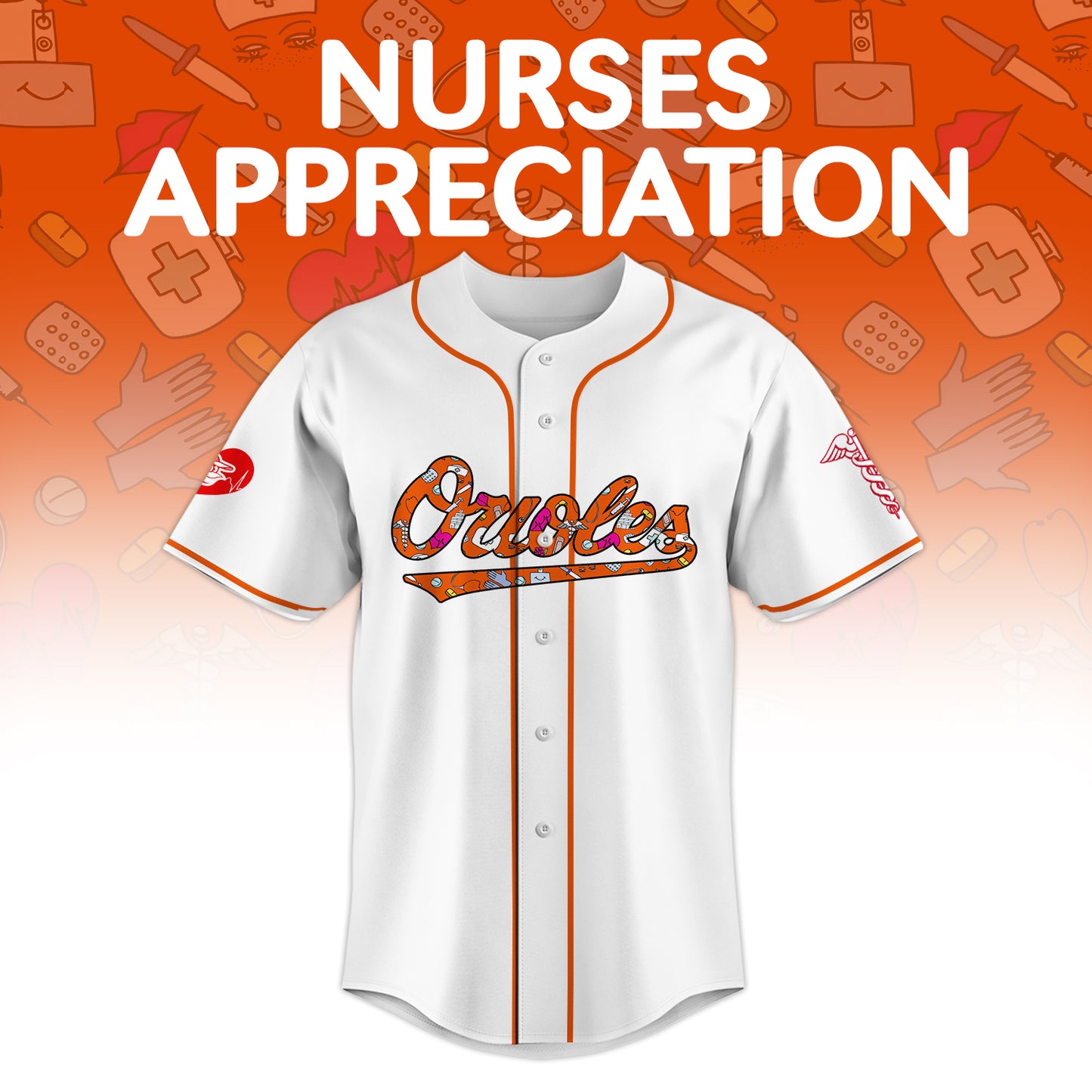 Baltimore Orioles Nurses Appreciation White Baseball Jersey NDD
