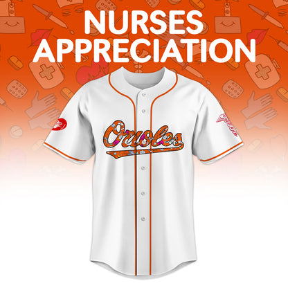 Baltimore Orioles Nurses Appreciation White Baseball Jersey NDD