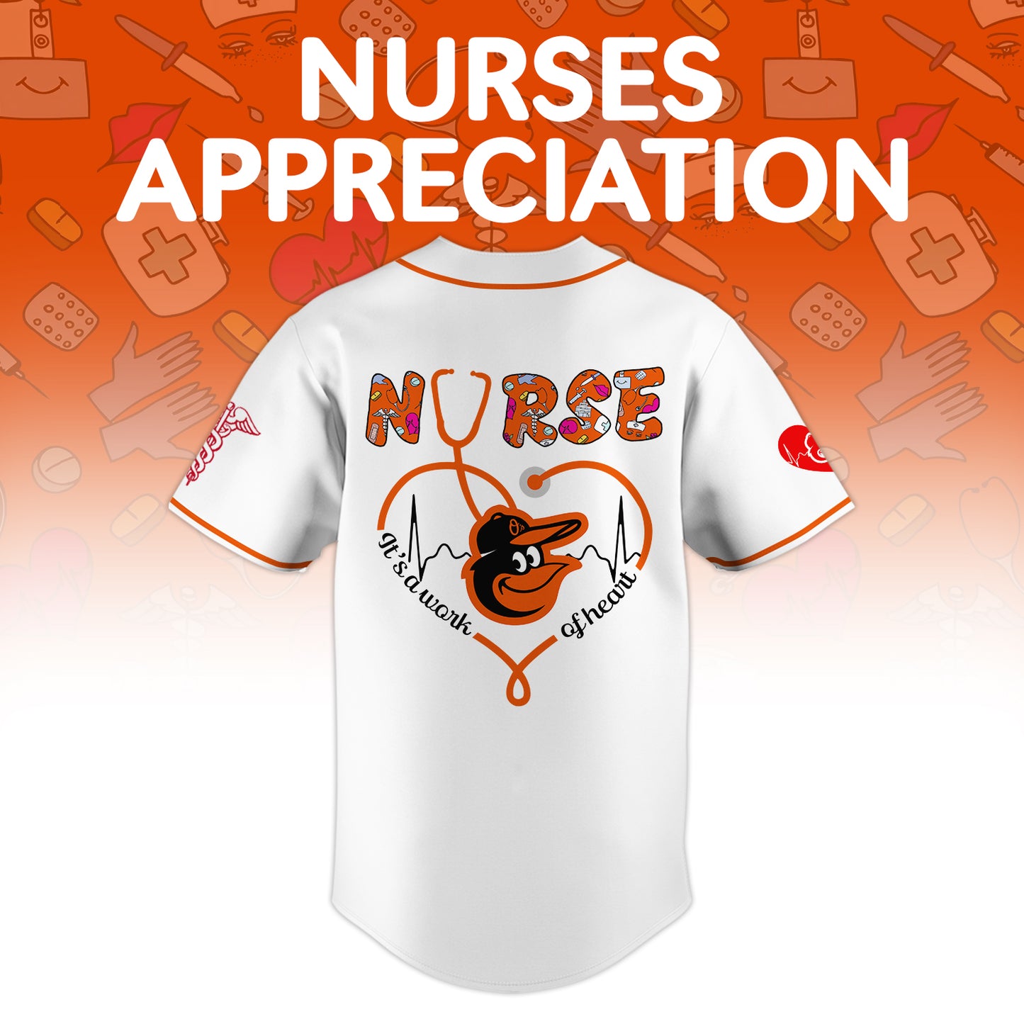 Baltimore Orioles Nurses Appreciation White Baseball Jersey NDD