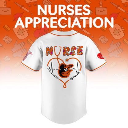 Baltimore Orioles Nurses Appreciation White Baseball Jersey NDD