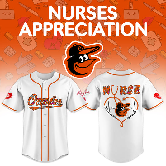 Baltimore Orioles Nurses Appreciation White Baseball Jersey NDD