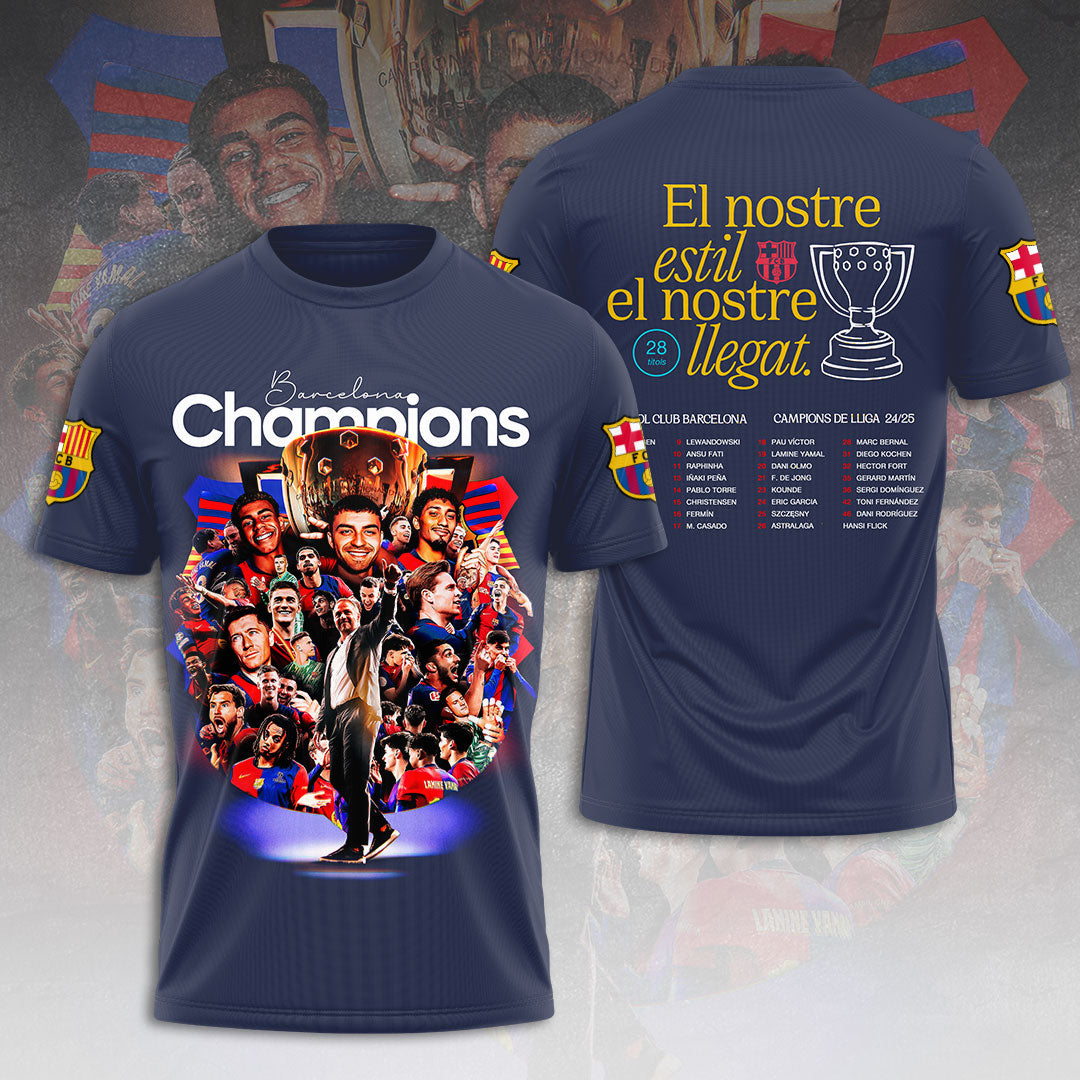 FC Barcelona Campeones La Liga 2024 2025 V11 Shirt DDT