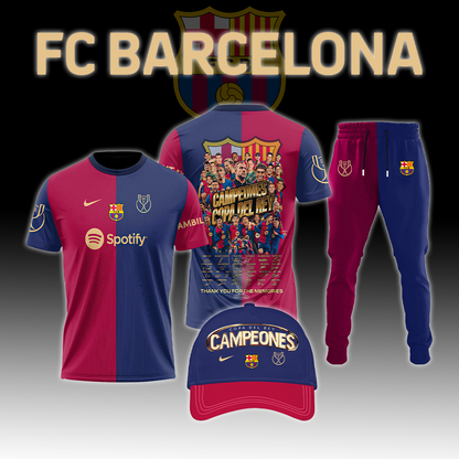 Barcelona Campions Copa Del Rey 2025 Combo Shirt, Jogger And Cap V1 DDTTTV