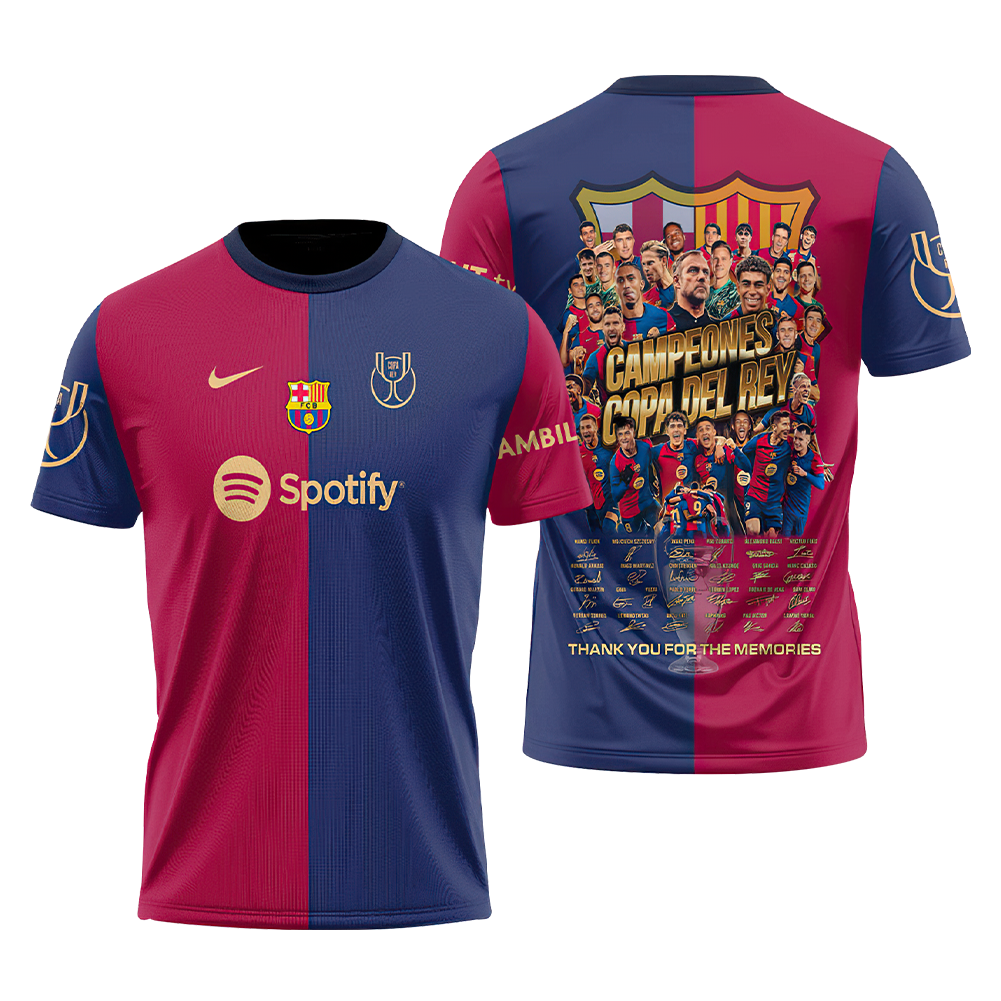 Barcelona Campions Copa Del Rey 2025 Combo Shirt, Jogger And Cap V1 DDTTTV