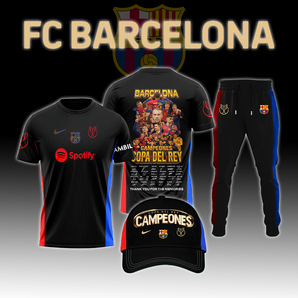 Barcelona Campions Copa Del Rey 2025 Combo Shirt, Jogger And Cap V2 DDTTTV