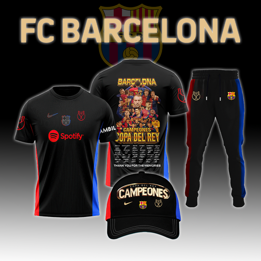 Barcelona Campions Copa Del Rey 2025 Combo Shirt, Jogger And Cap V2 DDTTTV