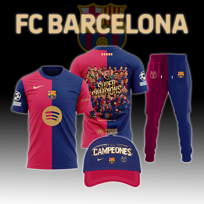 Barcelona Campions Copa Del Rey 2025 Combo Shirt, Jogger And Cap V3 DDTTTV