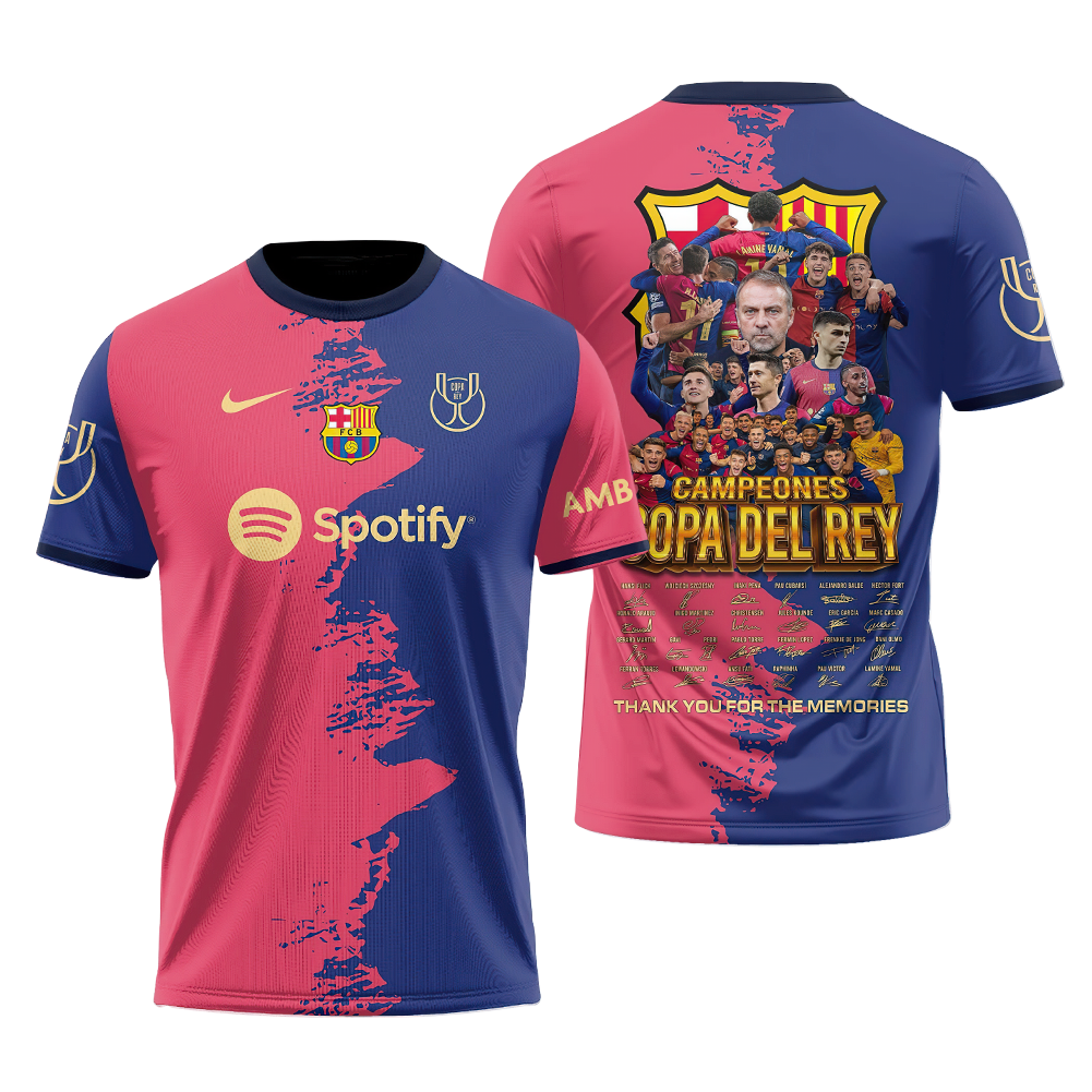 Barcelona Campions Copa Del Rey 2025 Combo Shirt, Jogger And Cap V4 DDTTTV