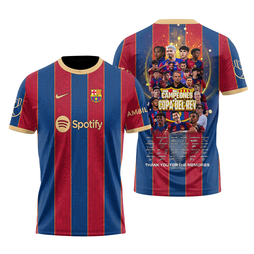Barcelona Campions Copa Del Rey 2025 Combo Shirt, Jogger And Cap V5 DDTTTV