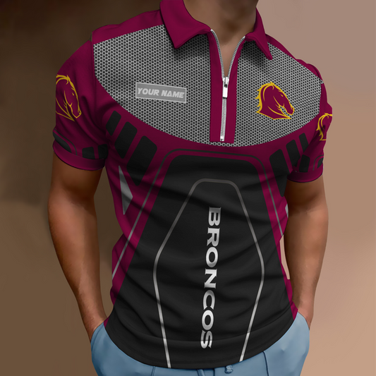 Brisbane Broncos NRL Zipper Polo Shirt NDD