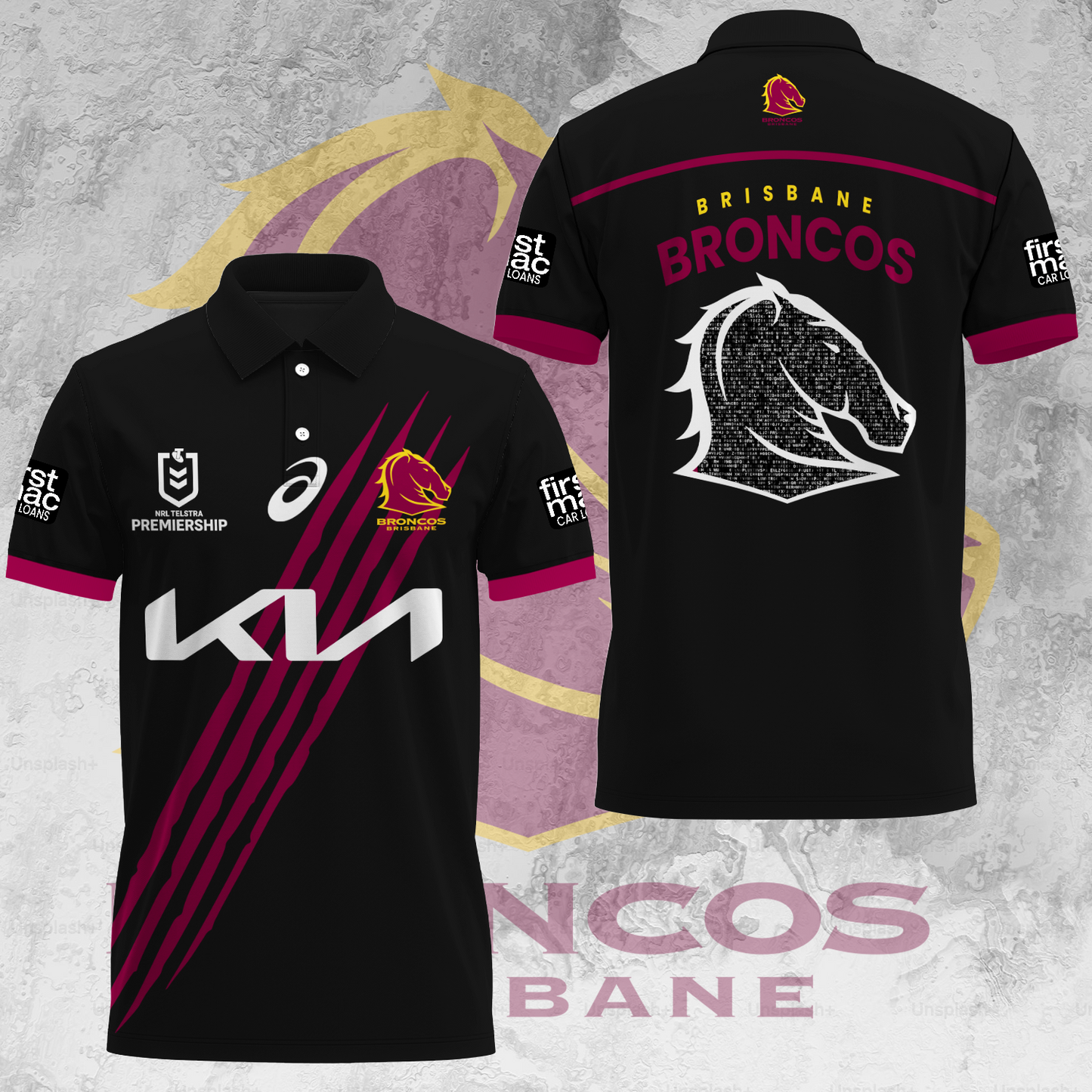 Brisbane Broncos NRL 2025 Polo Shirt TM NTA V1