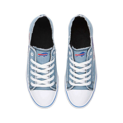 Buffalo Bills Womens Denim Low Top Canvas Shoes NDD