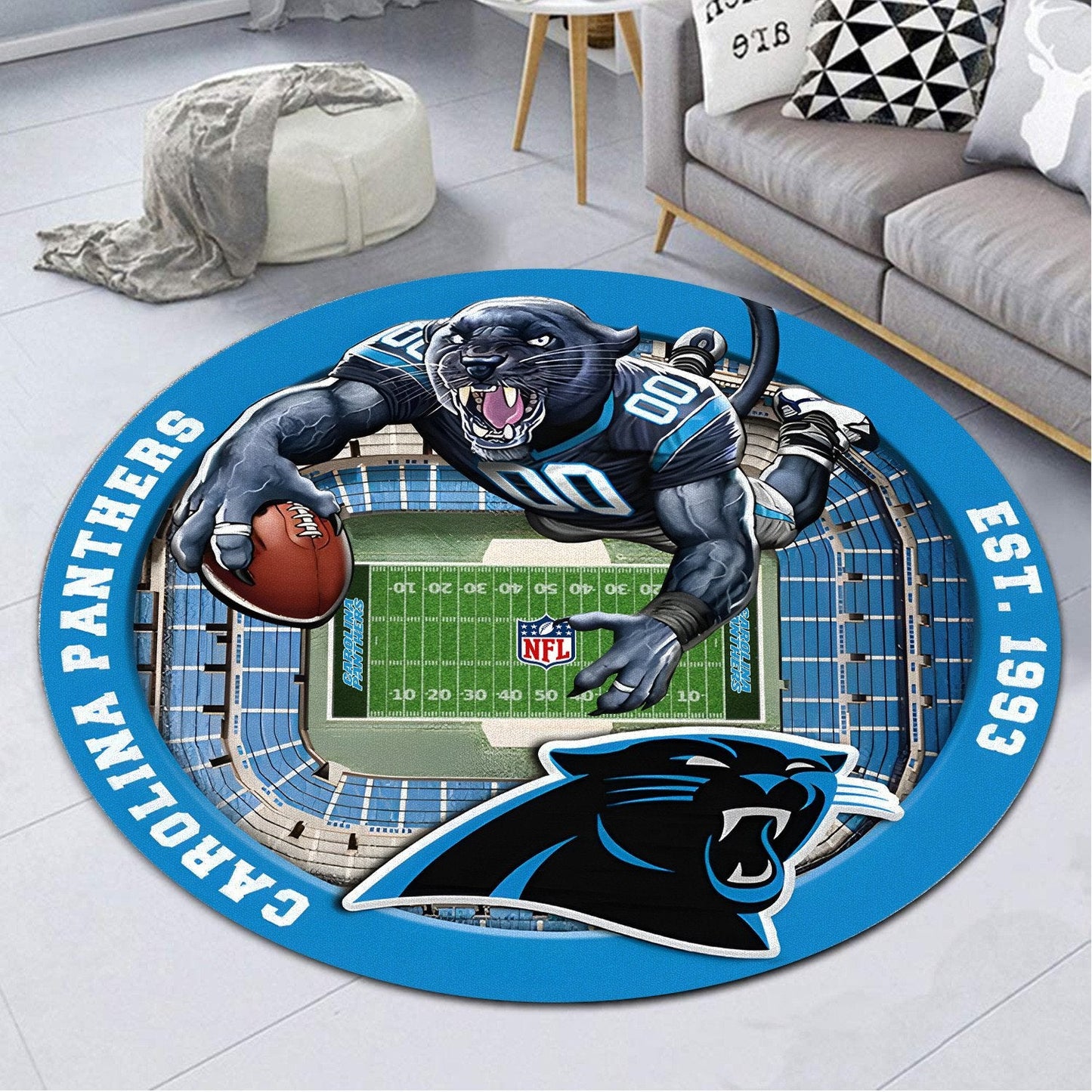 CAR x NFL Luxury 3D Round Rug DatND DVT
