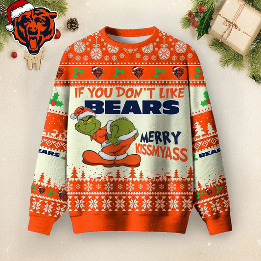 CHI Premium NFL Merry Kissmyass Ugly Sweater DDT CTND