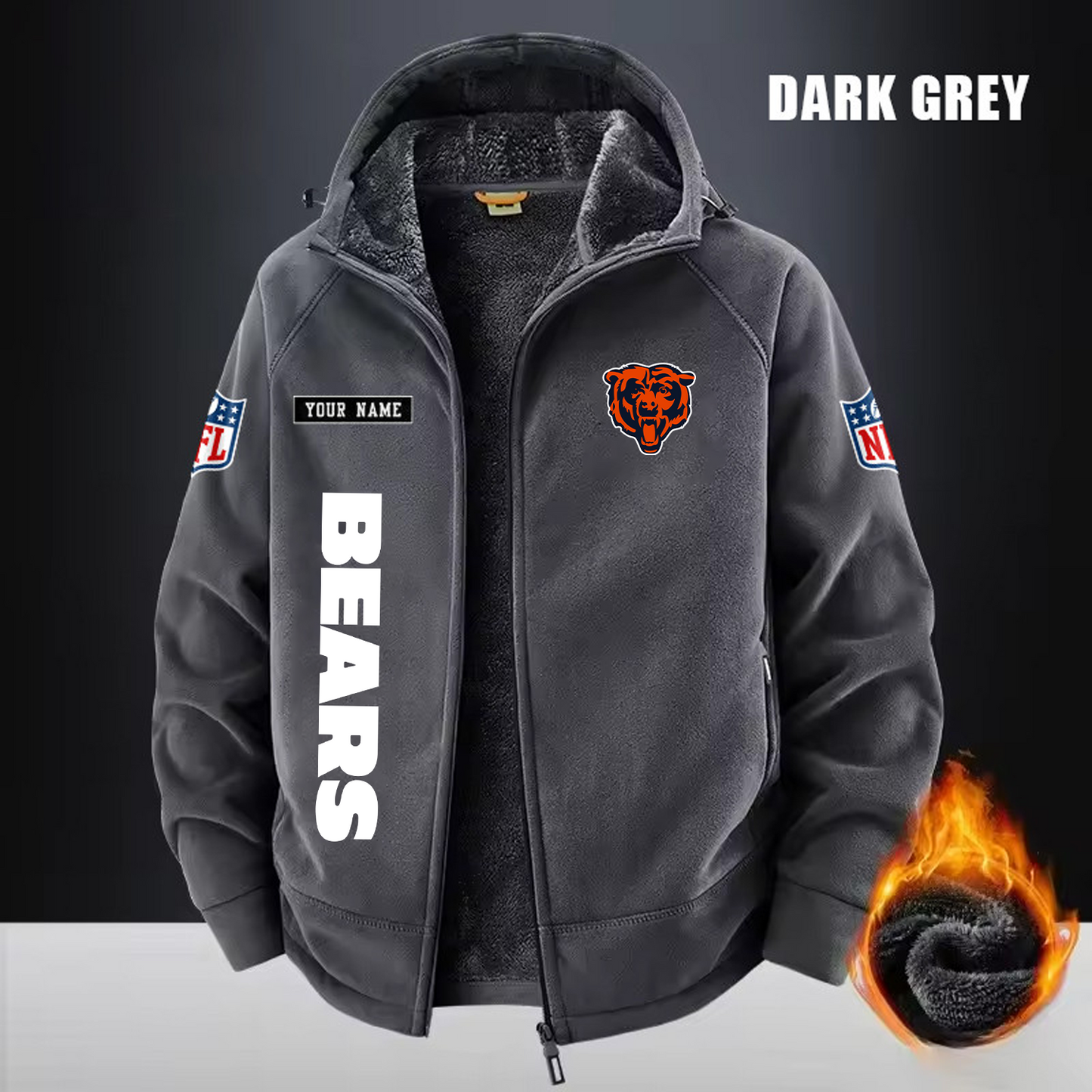 CHI x NFL 3D Half-zip Hoodie DATND TANTD