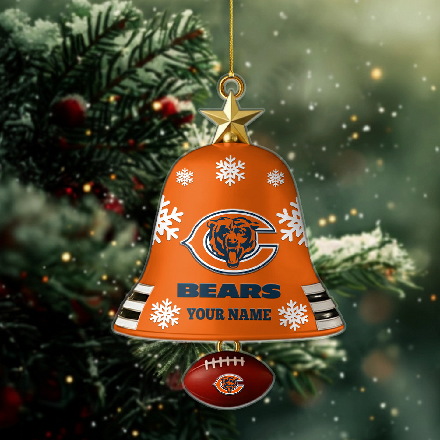 CHI x NFL Christmas Bell Ornament Custom Any Name DatND DVT
