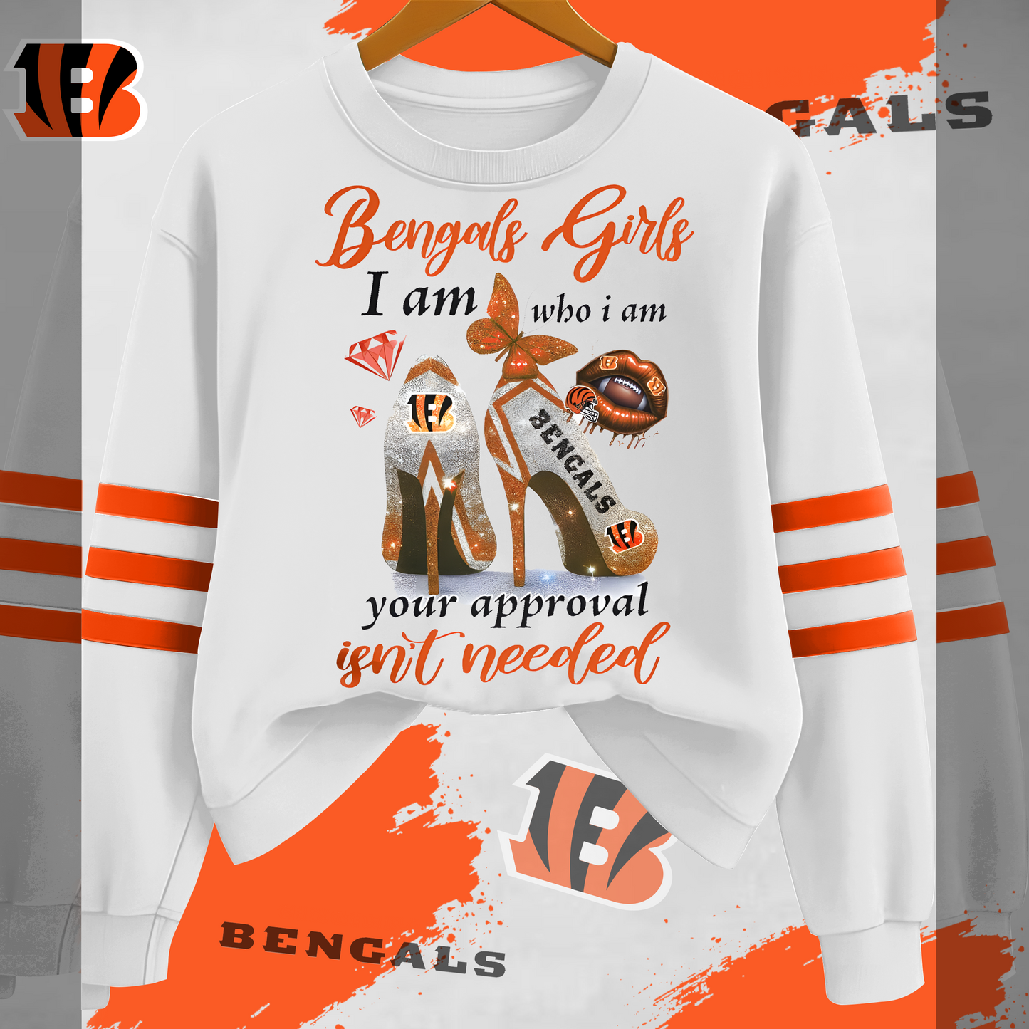 CIN NFL I Am Who I Am Glitter Sweatshirt DDT HLPHUONG