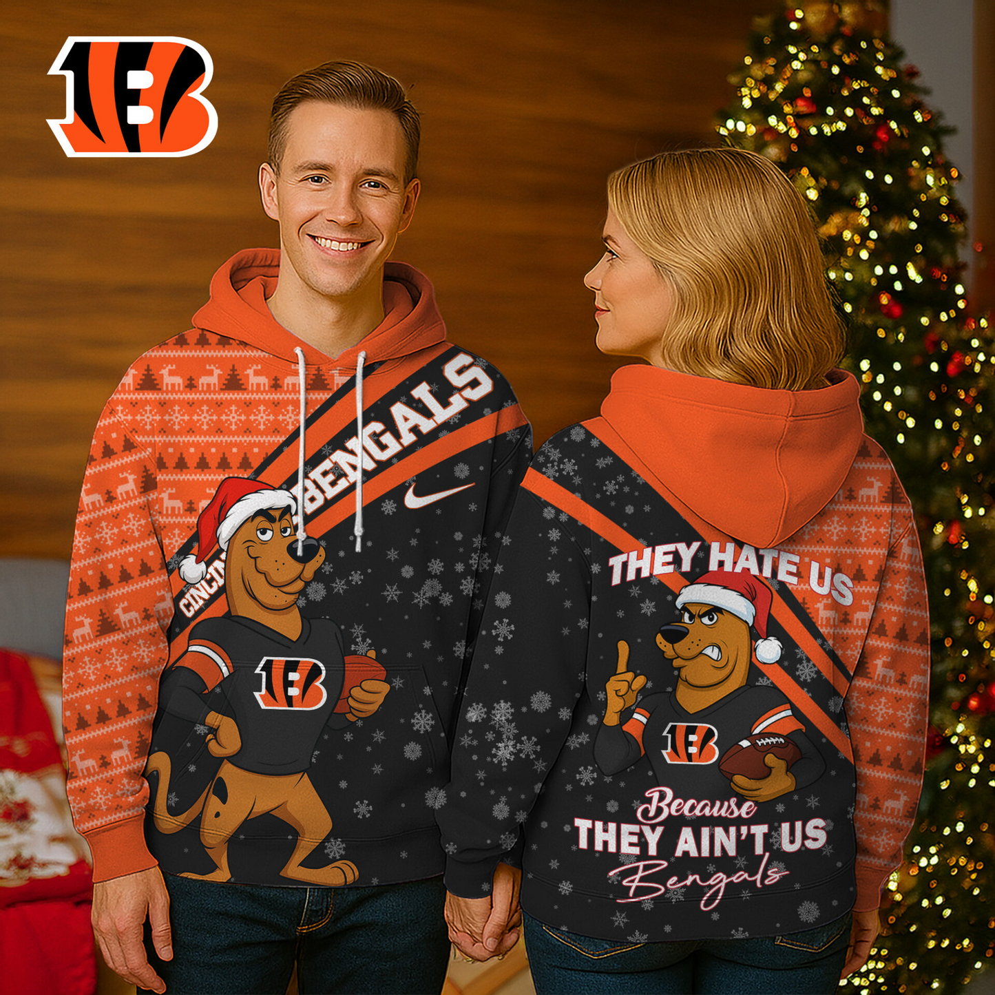 CIN Premium NFL Funny Christmas Scooby Doo 3D Hoodie DDT CTND