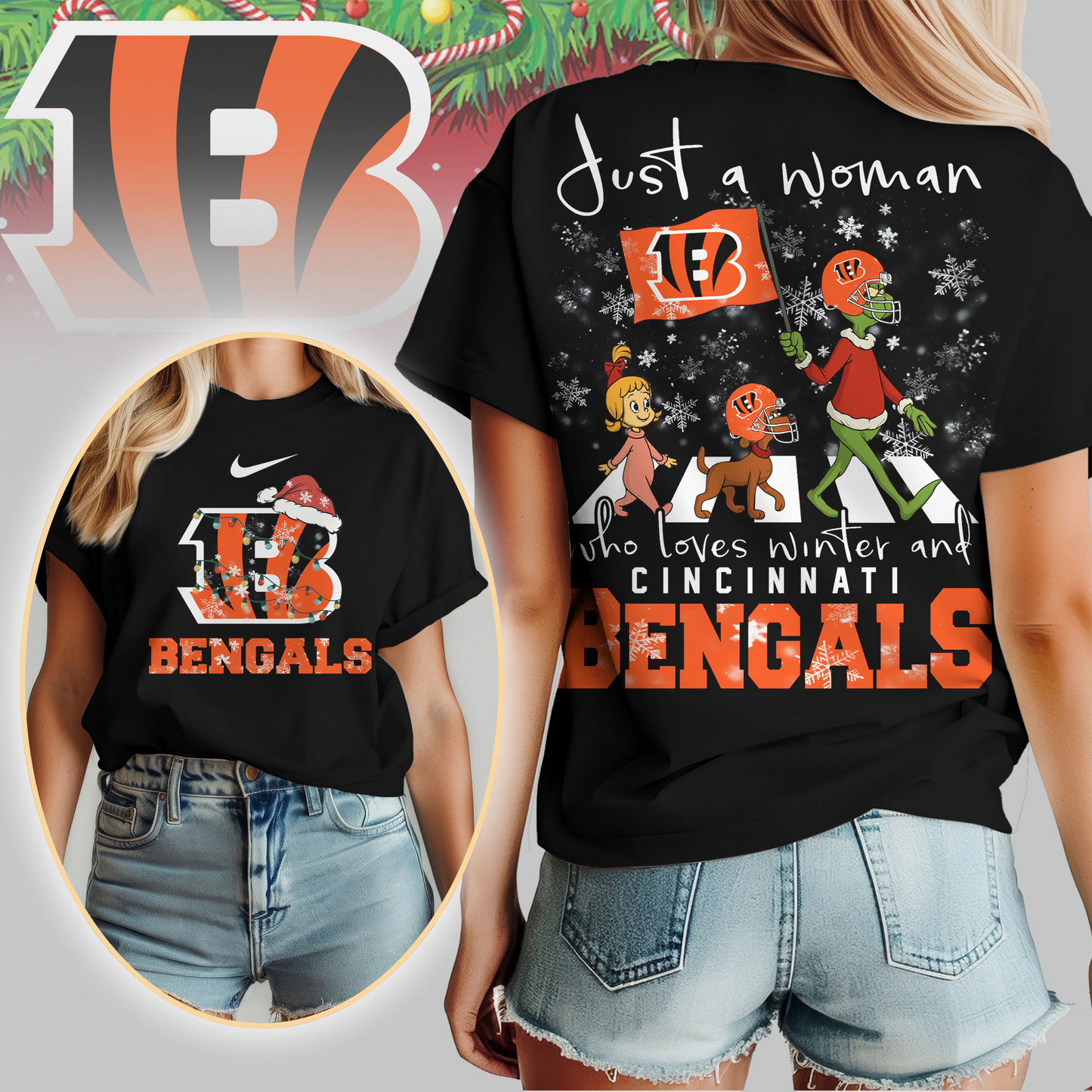 CIN Premium NFL Just A Woman Who Loves Winter 3D Shirt DDT CTND