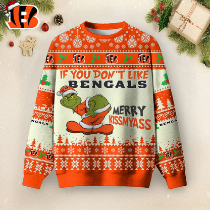 CIN Premium NFL Merry Kissmyass Ugly Sweater DDT CTND