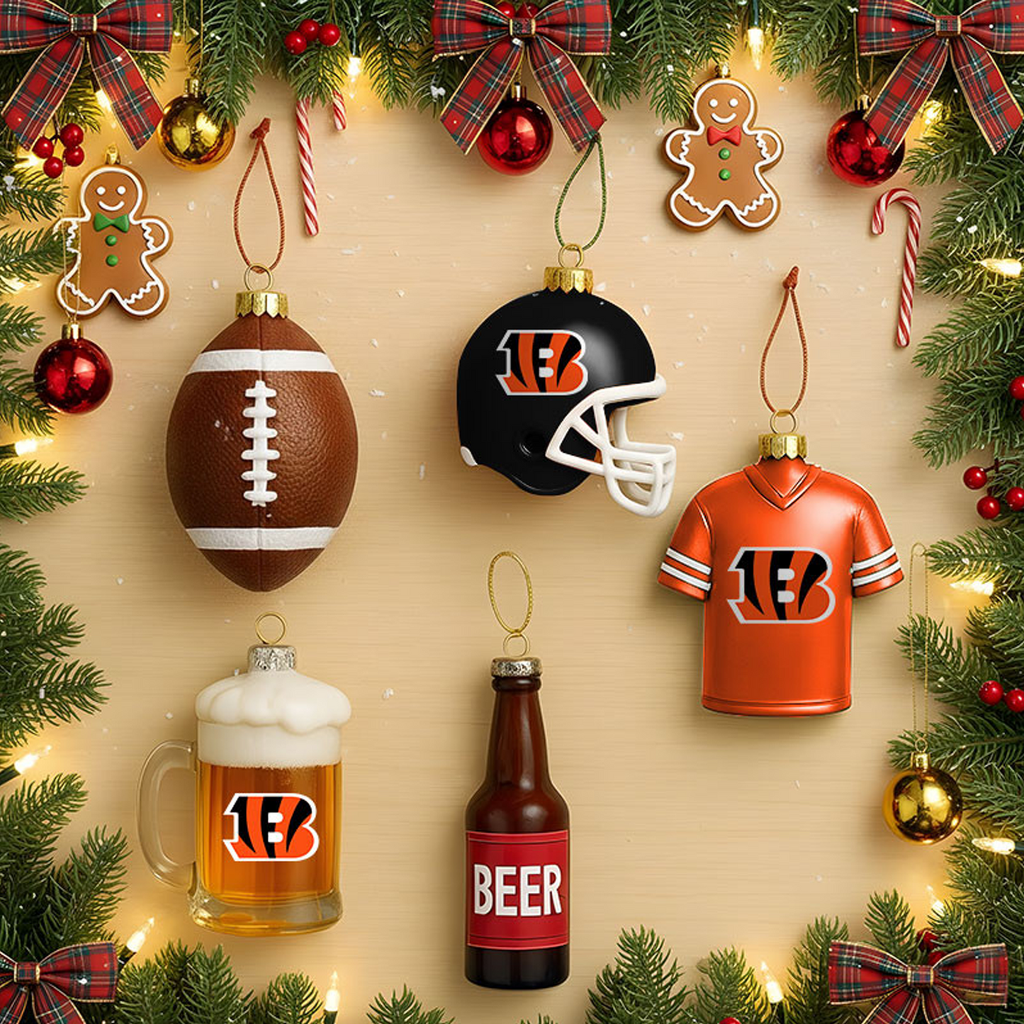 CIN x NFL Football Combo Set 5 Acrylic Ornament For Home Decor DatND DVT