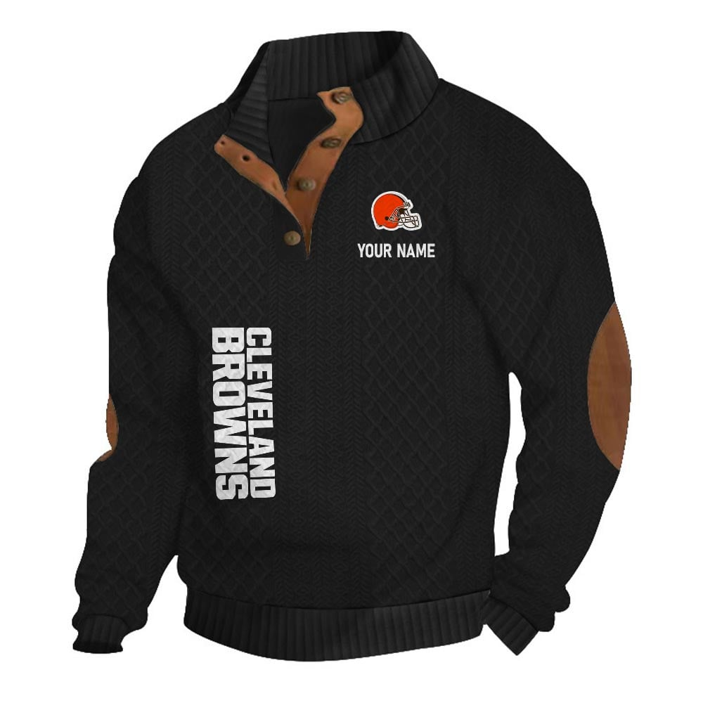 CLE NFL Basic Knitted Stand Collar Sweatshirt DDT CTND