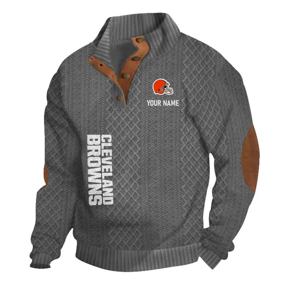 CLE NFL Basic Knitted Stand Collar Sweatshirt DDT CTND