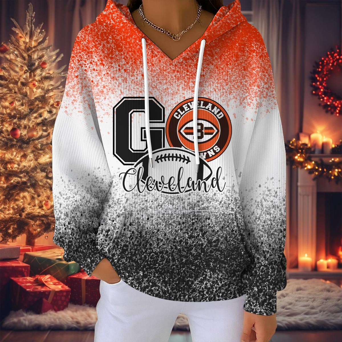 CLE NFL Women Hooded Sweatshirt DDT NTL