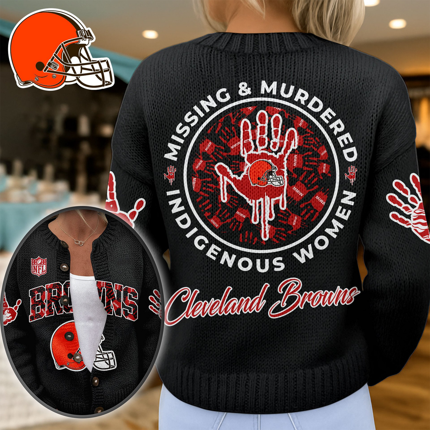 CLE Premium NFL Cozy Knit Cardigan DDT NTL