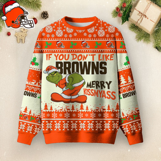 CLE Premium NFL Merry Kissmyass Ugly Sweater DDT CTND
