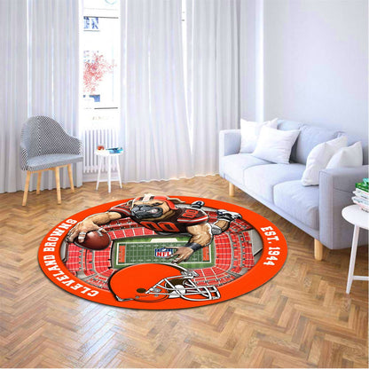 CLE x NFL Luxury 3D Round Rug DatND DVT