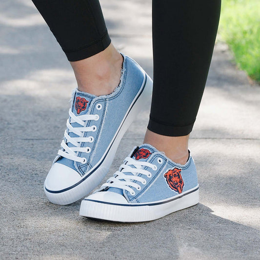 Chicago Bears Womens Denim Low Top Canvas Shoes NDD