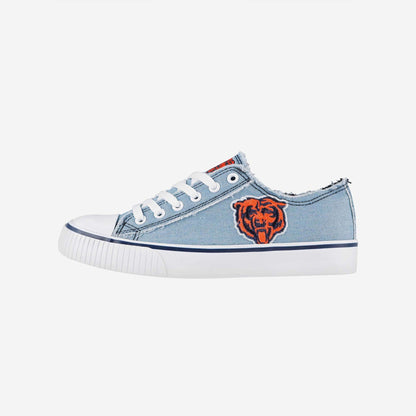 Chicago Bears Womens Denim Low Top Canvas Shoes NDD