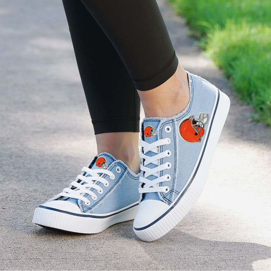 Cleveland Browns Womens Denim Low Top Canvas Shoes NDD