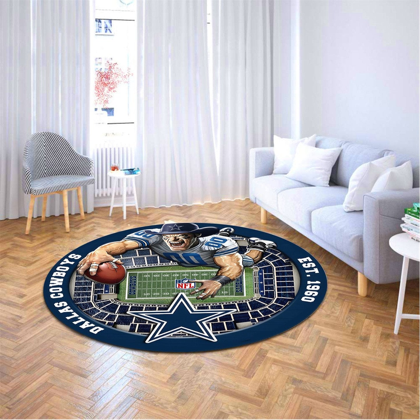 DAL x NFL Luxury 3D Round Rug DatND DVT