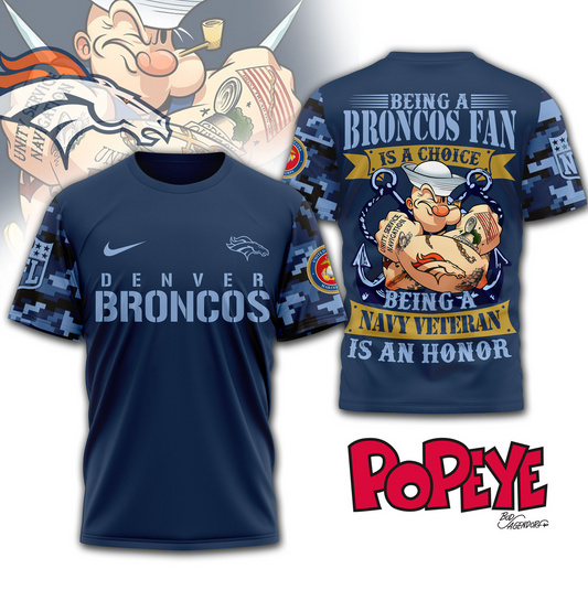 DB Premium NFL Navy Veteran Popeye 3D Shirt DDT CTND