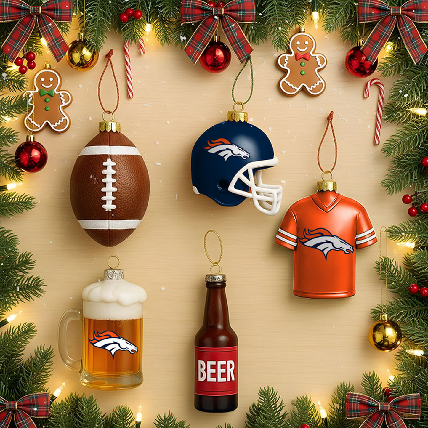 DEN x NFL Football Combo Set 5 Acrylic Ornament For Home Decor DatND DVT