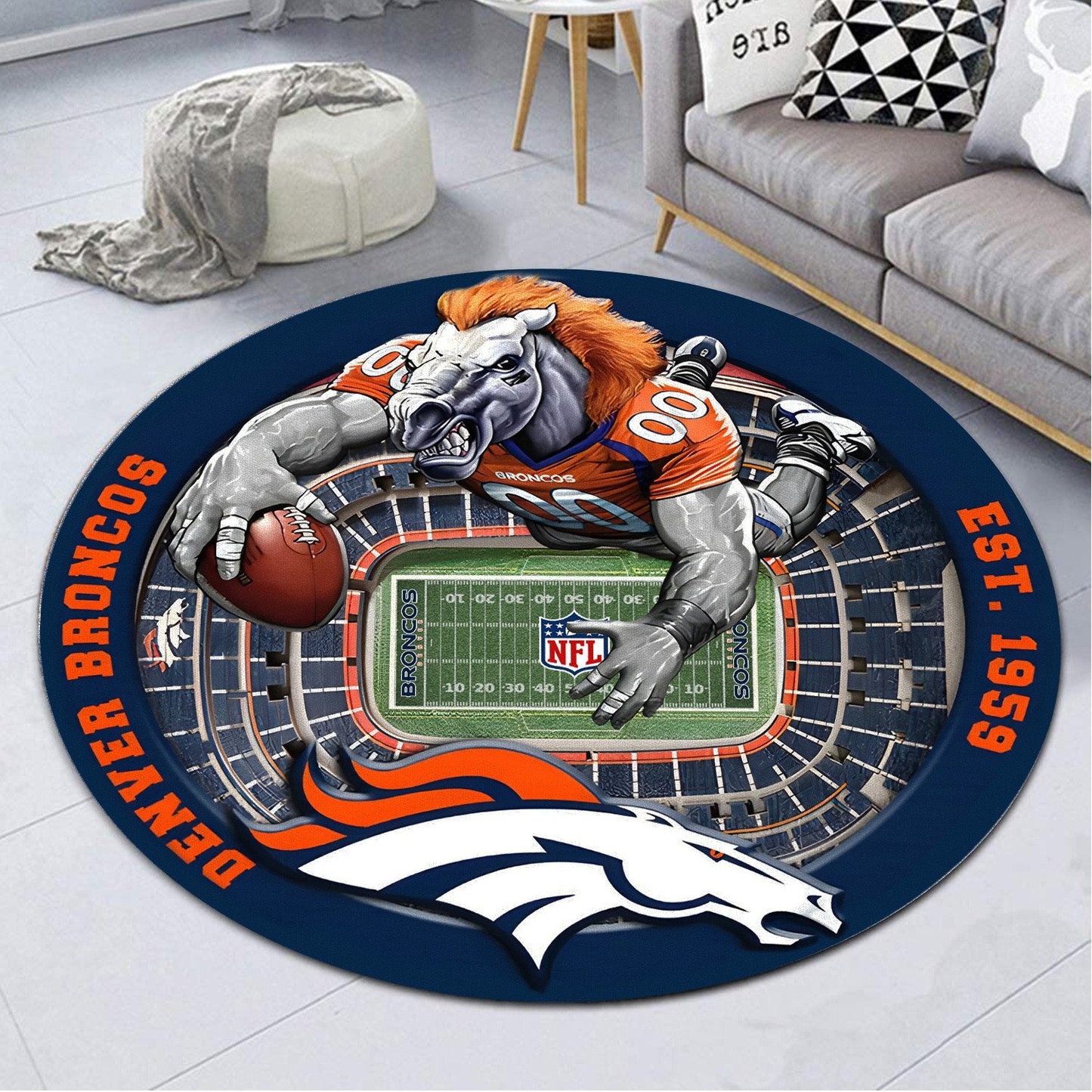 DEN x NFL Luxury 3D Round Rug DatND DVT