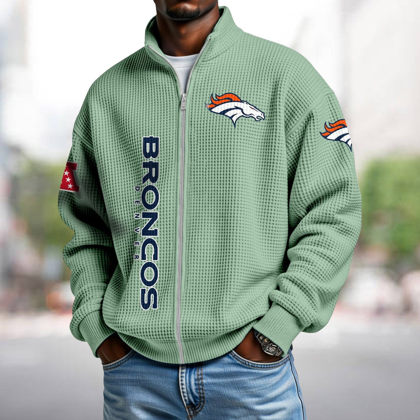DEN x NFL Waffle Zip-Up Sweatshirt DATND TANTD