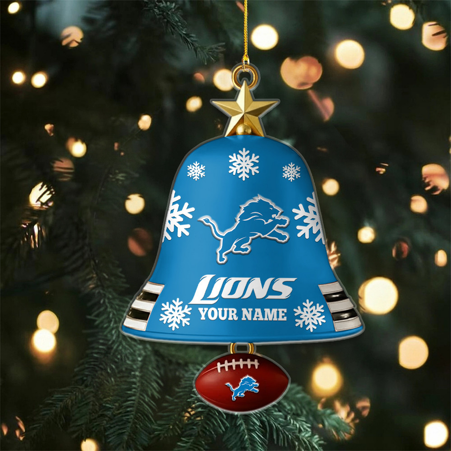 DET x NFL Christmas Bell Ornament Custom Any Name DatND DVT