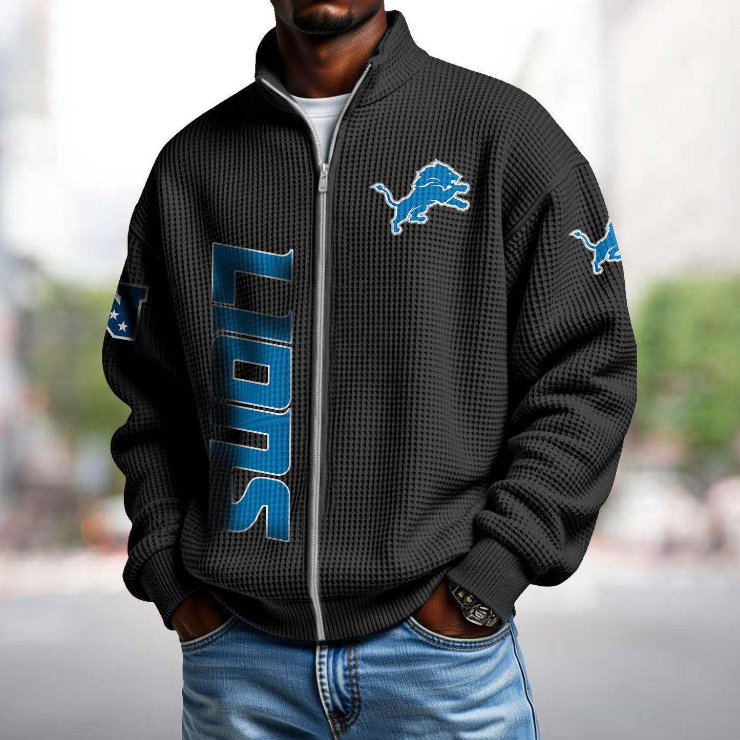 DET x NFL Waffle Zip-Up Sweatshirt DATND TANTD