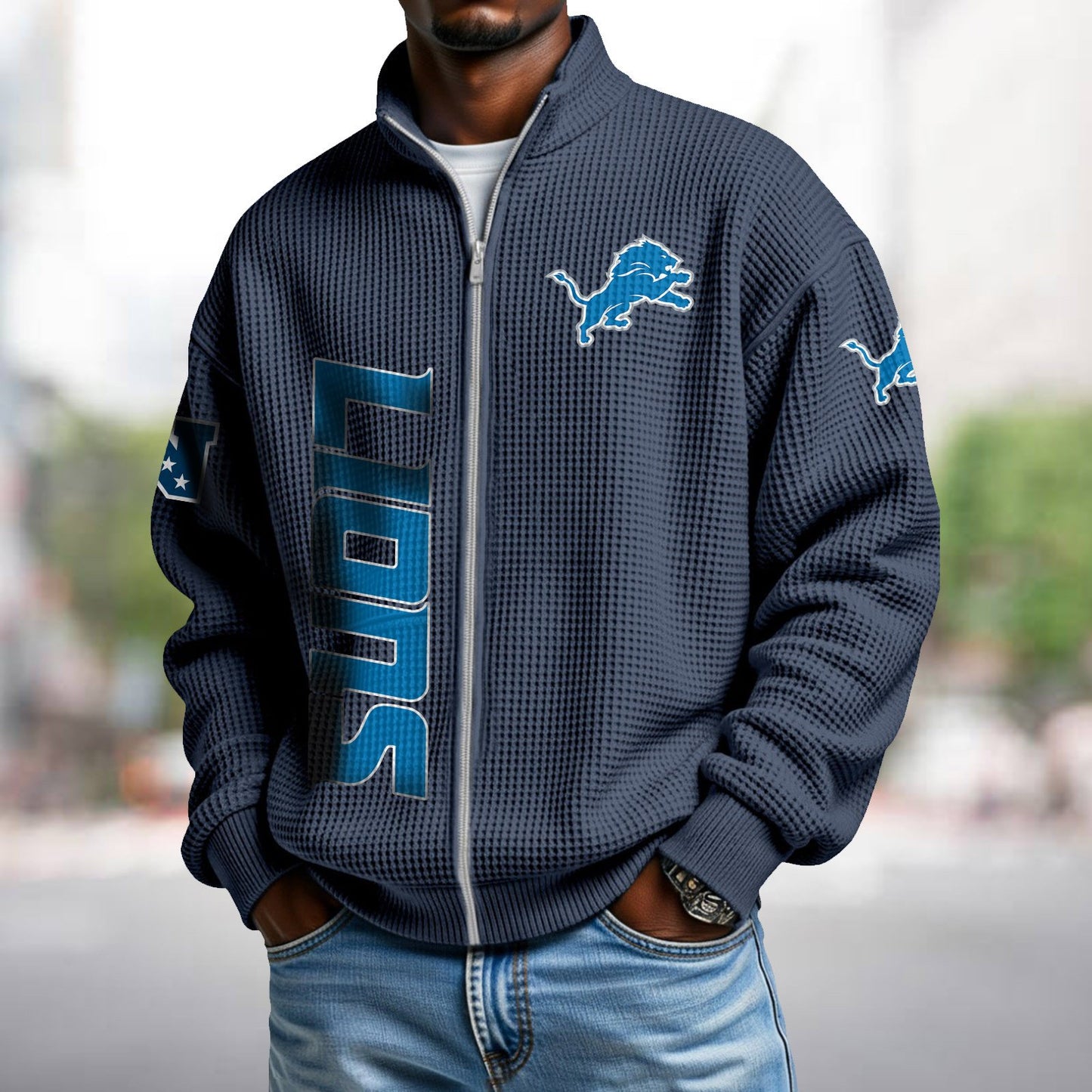 DET x NFL Waffle Zip-Up Sweatshirt DATND TANTD