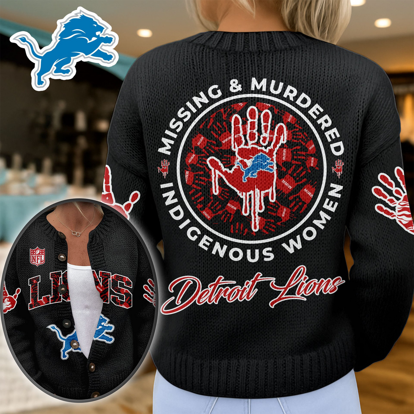 DL Premium NFL Cozy Knit Cardigan DDT NTL