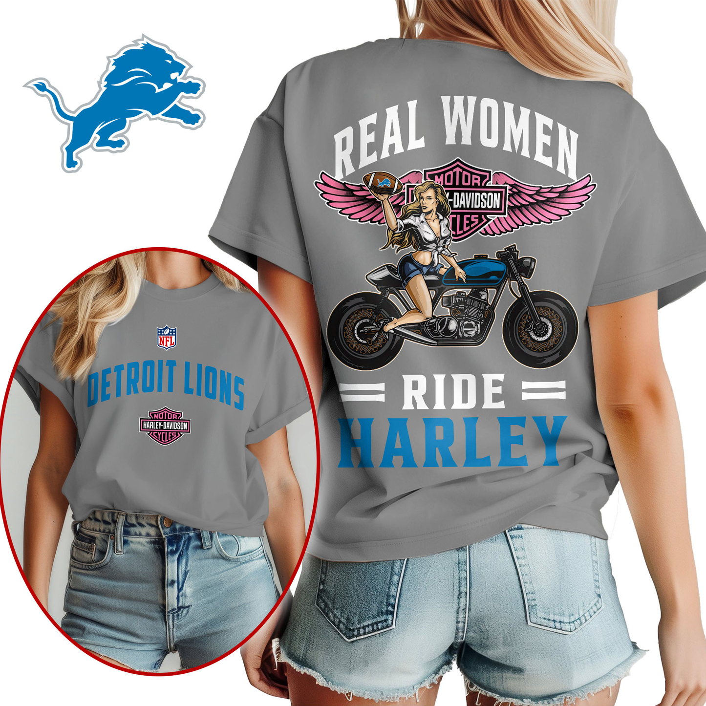 DL Premium NFL Real Women Ride Harley 3D Shirt DDT CTND