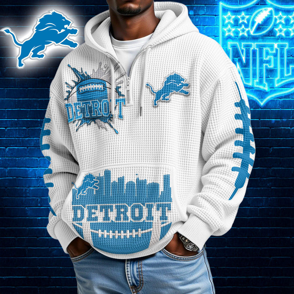 DL Premium NFL Waffle Zipper Long Sleeve Hooded Sweatshirt DDT CTND